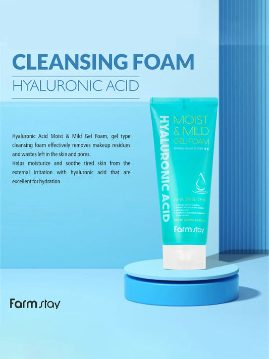 FARMSTAY Hyaluronic Acid Moist & Mild Gel Foam 200 ml