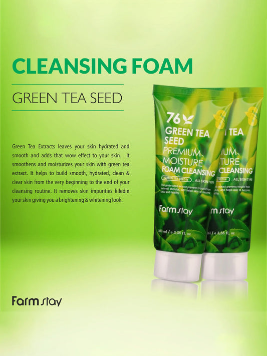 FARMSTAY Green Tea Seed Premium Moisture Foam Cleansing 100 ml