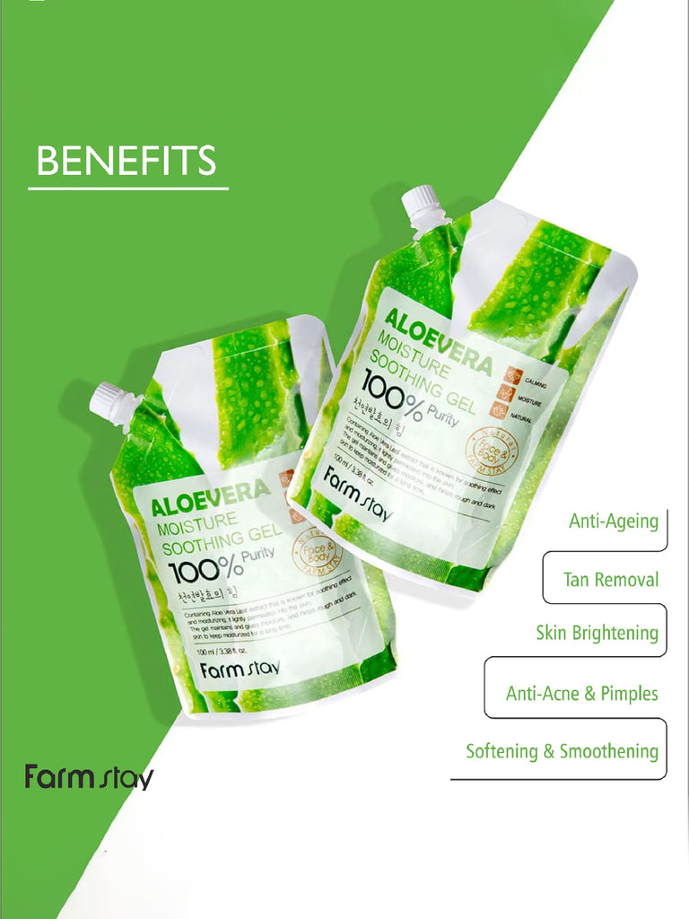 FARMSTAY MOISTURE SOOTHING GEL ALOEVERA (POUCH) 100 ml
