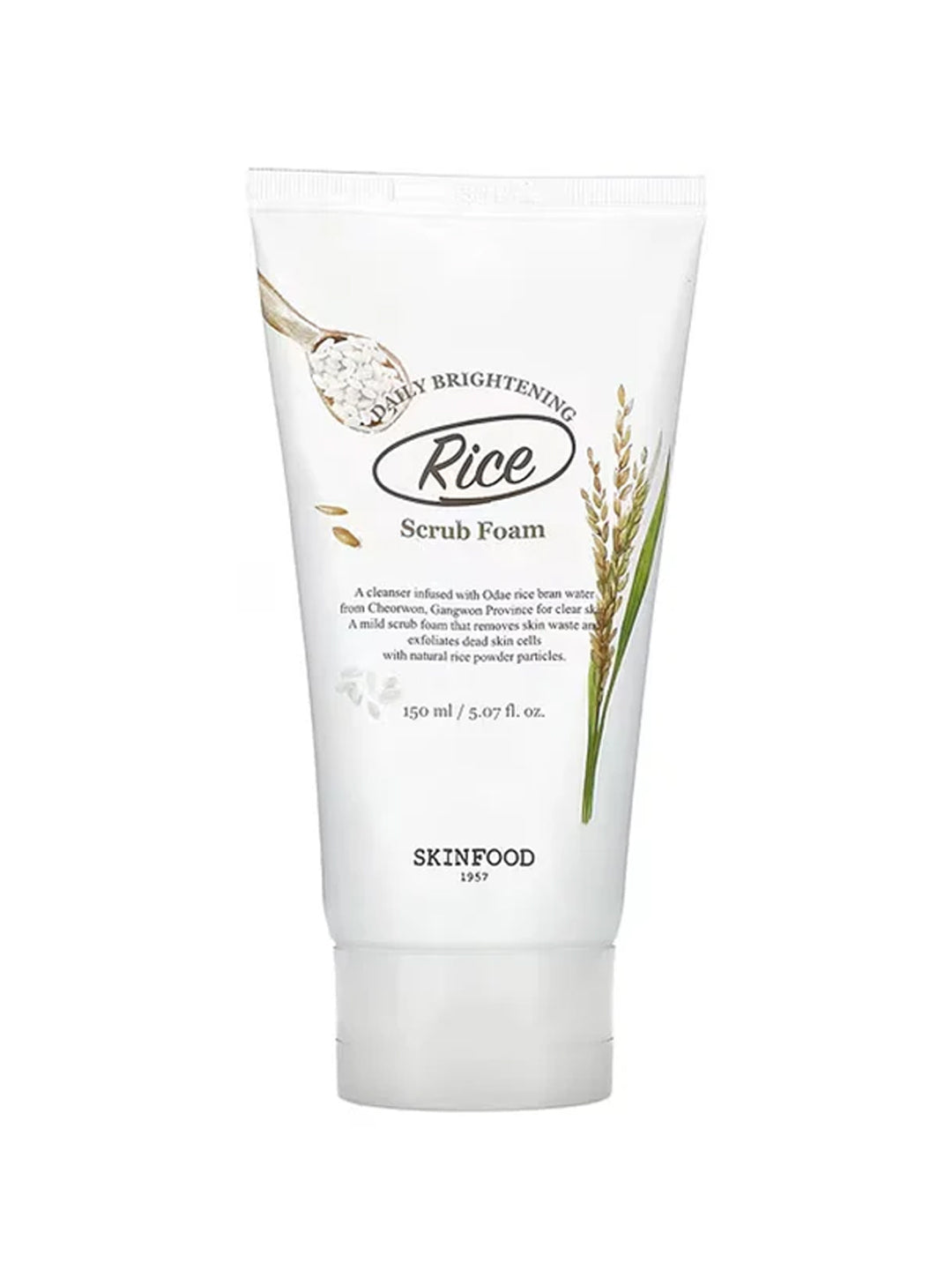 SKINFOOD Rice Daily Brightening Scrub Foam for Helps to Clear & Brighten Skin- Unisex (150g)