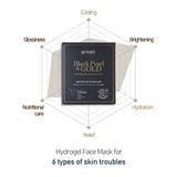PETITfÉE BLACK PEARL & GOLD HYDROGEL SHEET MASK 32g*5sheet for Oily Skin, Sebum Control, Dark Spots and Brightening. PACK OF 1