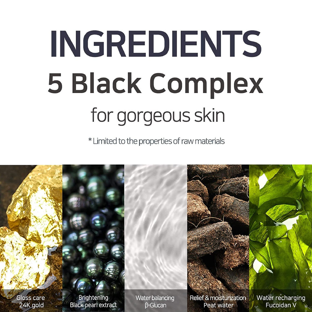 PETITfÉE BLACK PEARL & GOLD HYDROGEL SHEET MASK for Oily Skin, Sebum Control, Dark Spots and Brightening. PACK OF 5, 160 g