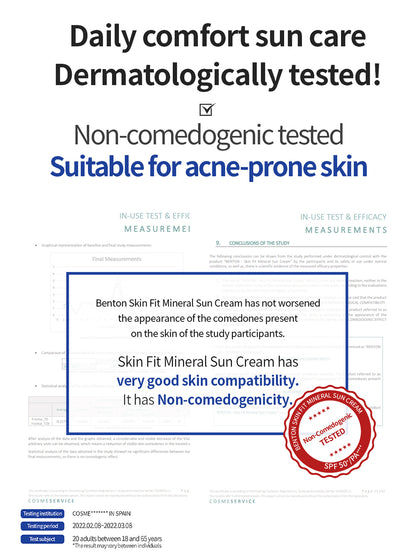 Benton Skin Fit Mineral Sun Cream SPF50 PA  50mL
