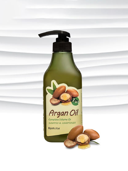 FARMSTAY Argan Oil Complete Volume Up Shampoo & Conditioner 530 ml