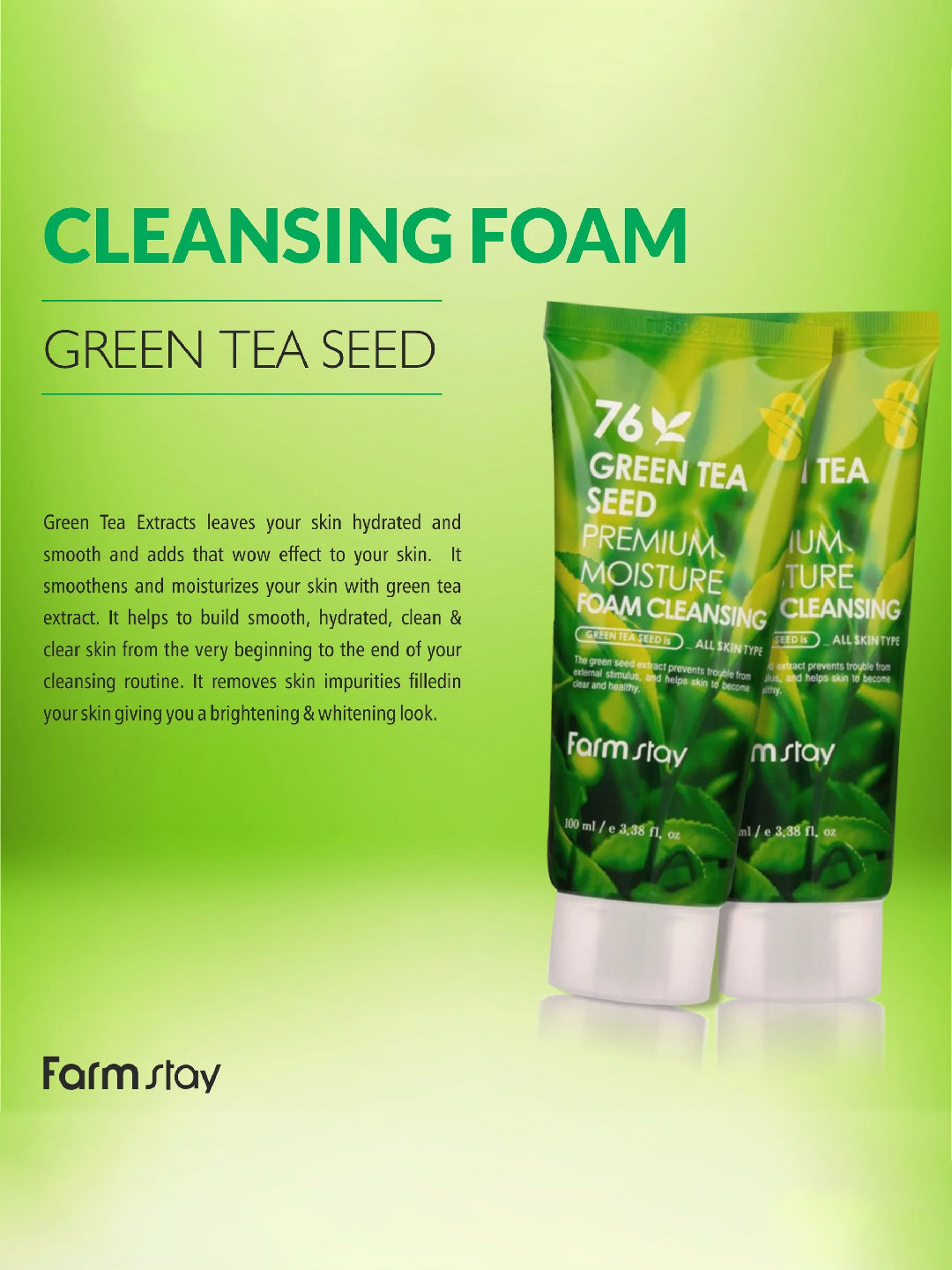 FARMSTAY Green Tea Seed Premium Moisture Foam Cleansing 100 ml