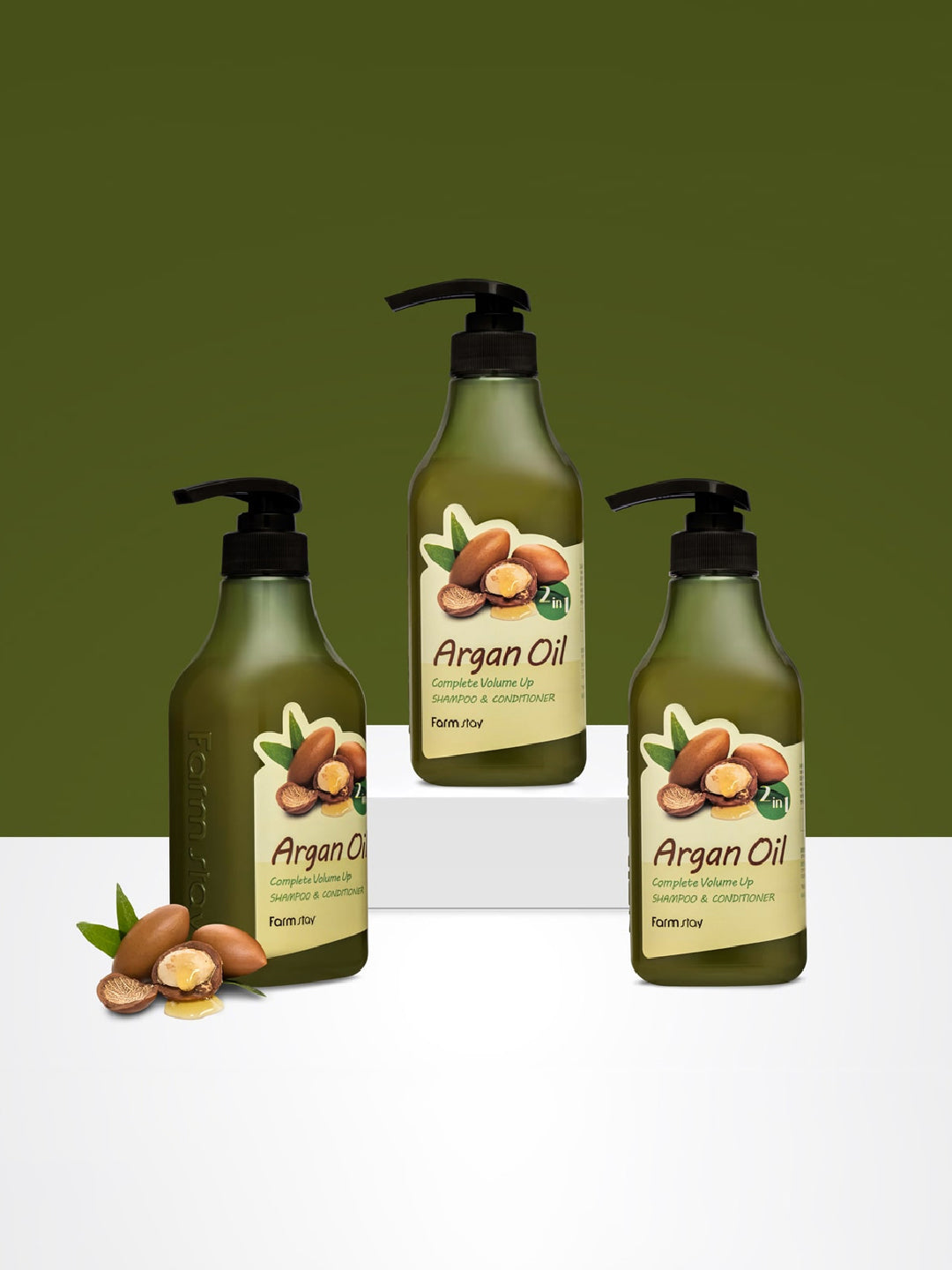 FARMSTAY Argan Oil Complete Volume Up Shampoo & Conditioner 530 ml