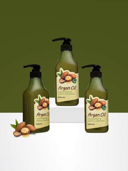 FARMSTAY Argan Oil Complete Volume Up Shampoo & Conditioner 530 ml
