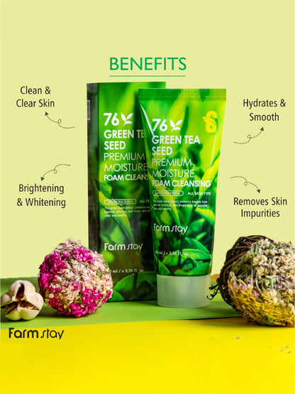 FARMSTAY Green Tea Seed Premium Moisture Foam Cleansing 100 ml