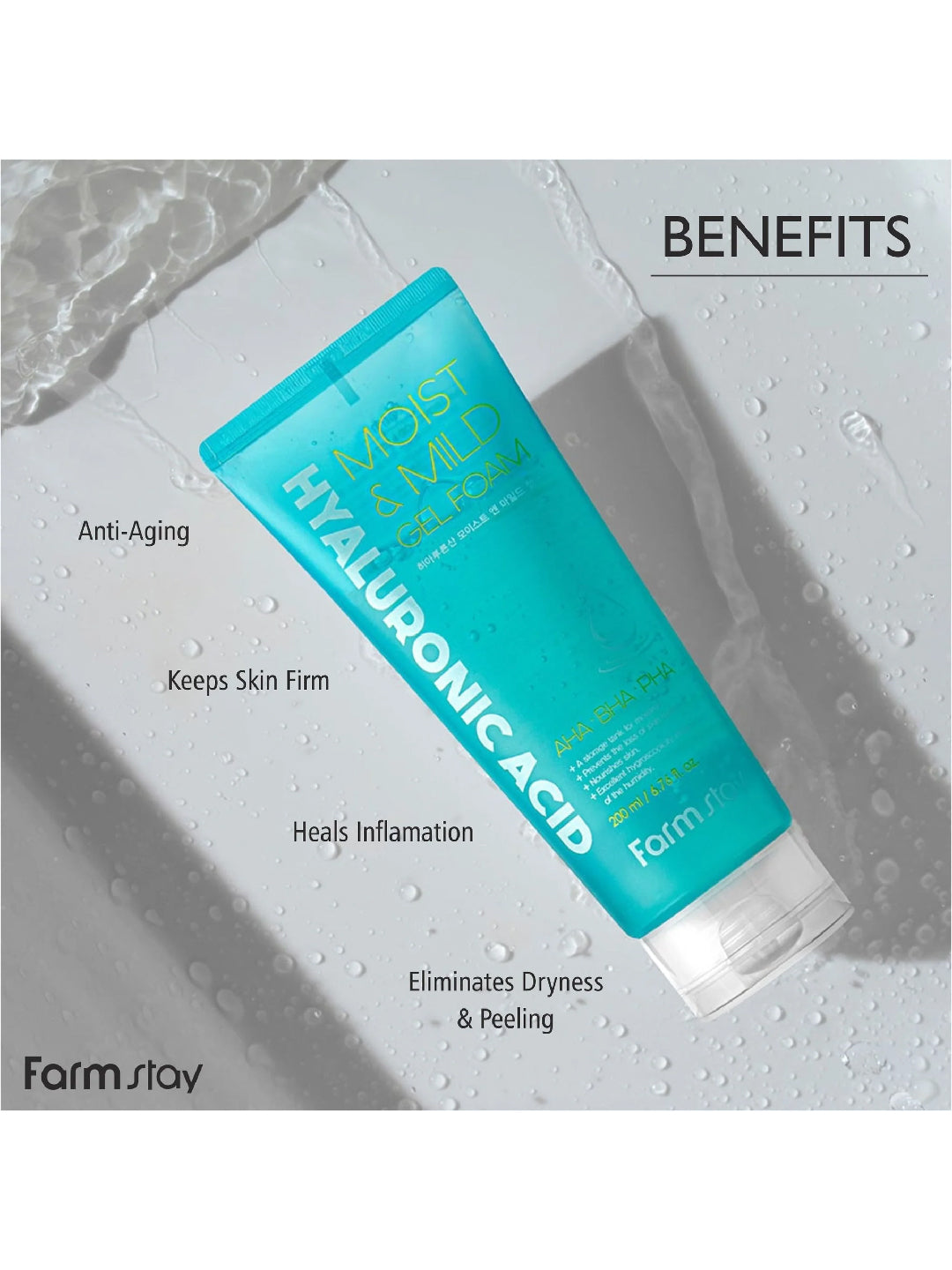 FARMSTAY Hyaluronic Acid Moist & Mild Gel Foam 200 ml