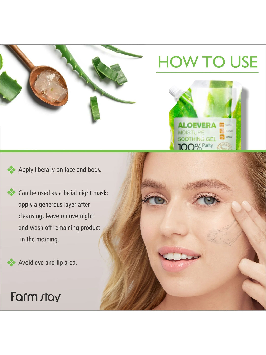 FARMSTAY MOISTURE SOOTHING GEL ALOEVERA (POUCH) 100 ml