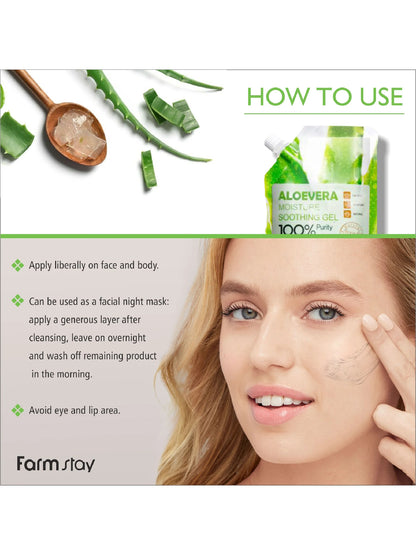 FARMSTAY MOISTURE SOOTHING GEL ALOEVERA (POUCH) 100 ml