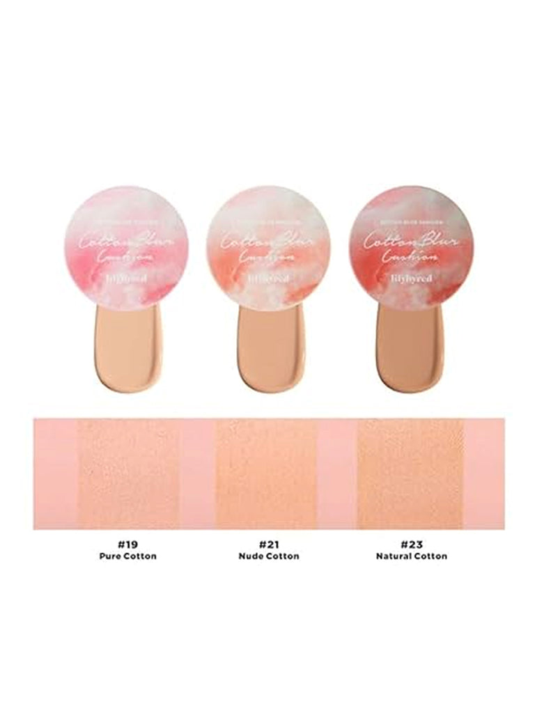 Lilybyred Cotton Blur Cushion SPF50+PA+++ - Skin Cover, Long-Lasting, Powdery Finish for a Flawless Look (19 Pure Cotton)
