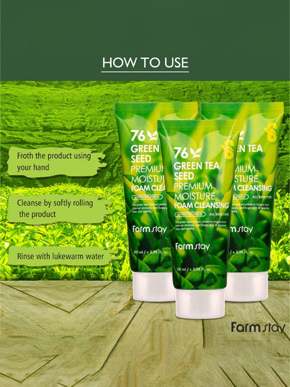 FARMSTAY Green Tea Seed Premium Moisture Foam Cleansing 100 ml