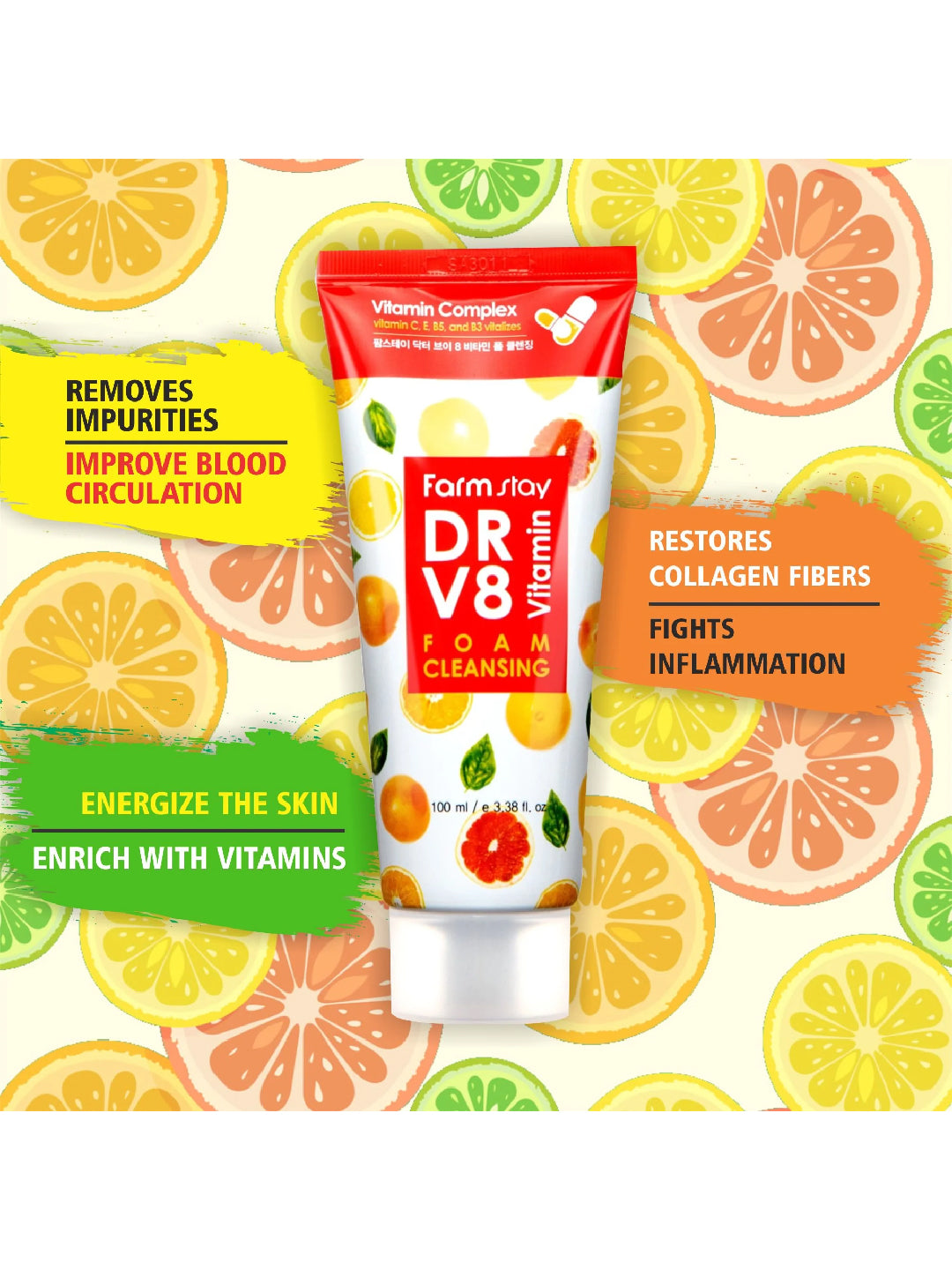 FARMSTAY Dr-V8 Vitamin Foam Cleansing 100 ML