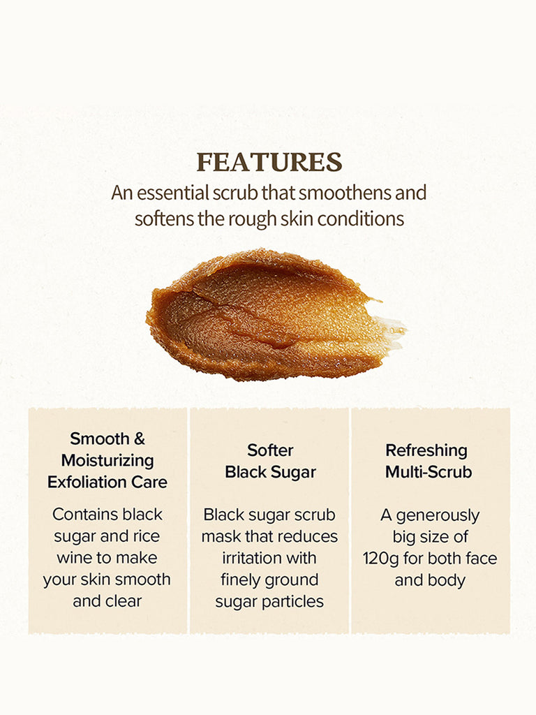 SKINFOOD Black Sugar Perfect Essential Scrub 2X : All Skin Types (210 G)