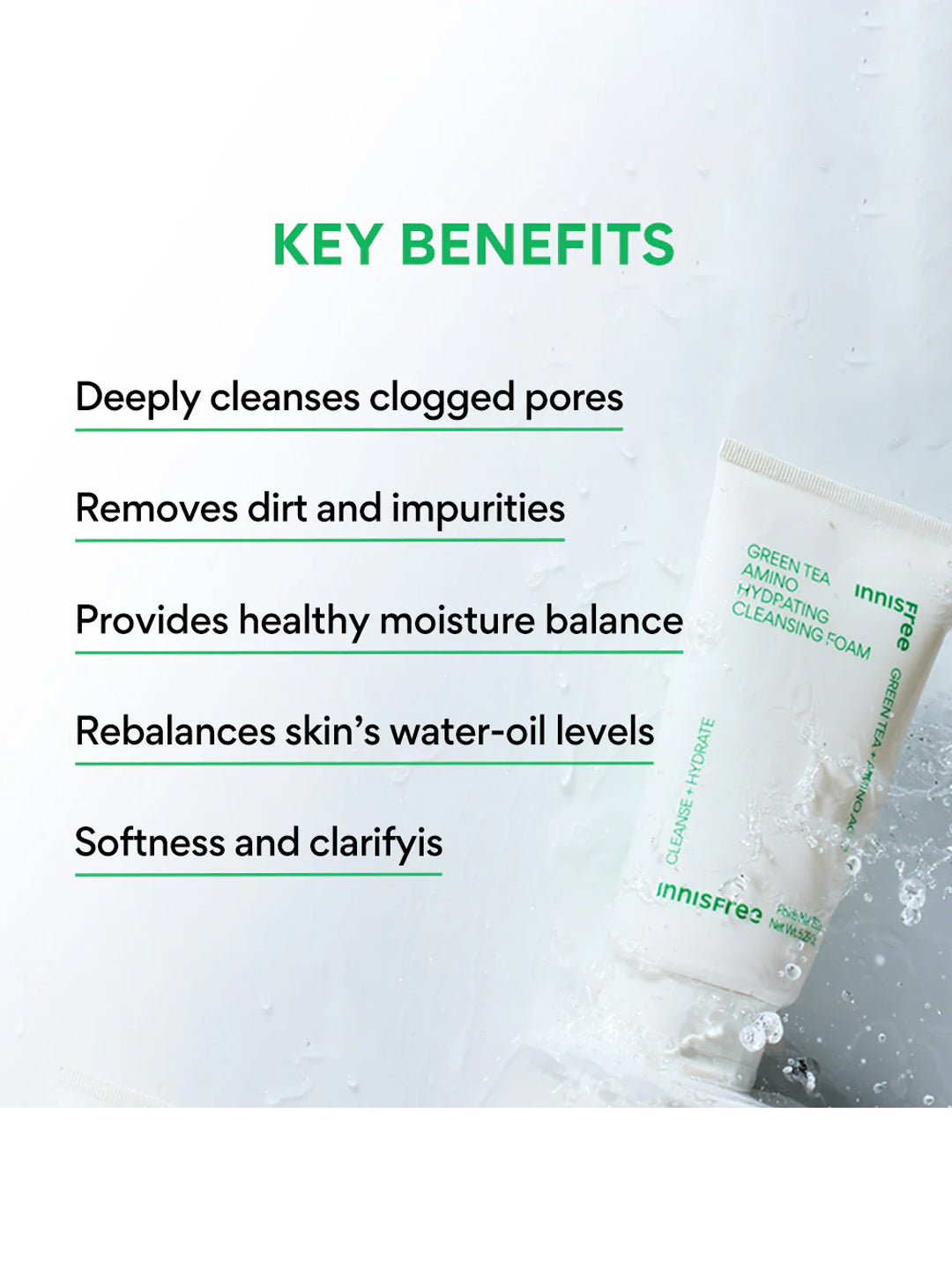 Innisfree Green Tea Hydrating Amino Acid Foam Cleanser 150 gm