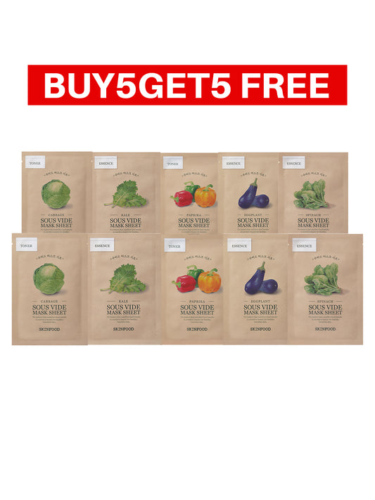 SKINFOOD Masksheet Combo (Buy 5 Get 5 FREE) 22g*each