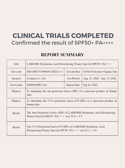 LABOSHE Hyaluronic Acid Moisturizing Watery Sungel SPF50+/ PA++++ 50ml