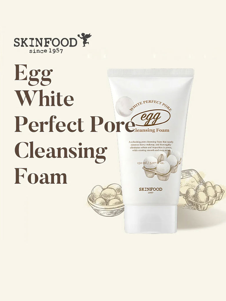 SKINFOOD Egg White Perfect Pore Cleansing Foam : Removes impurities and excessive oils
