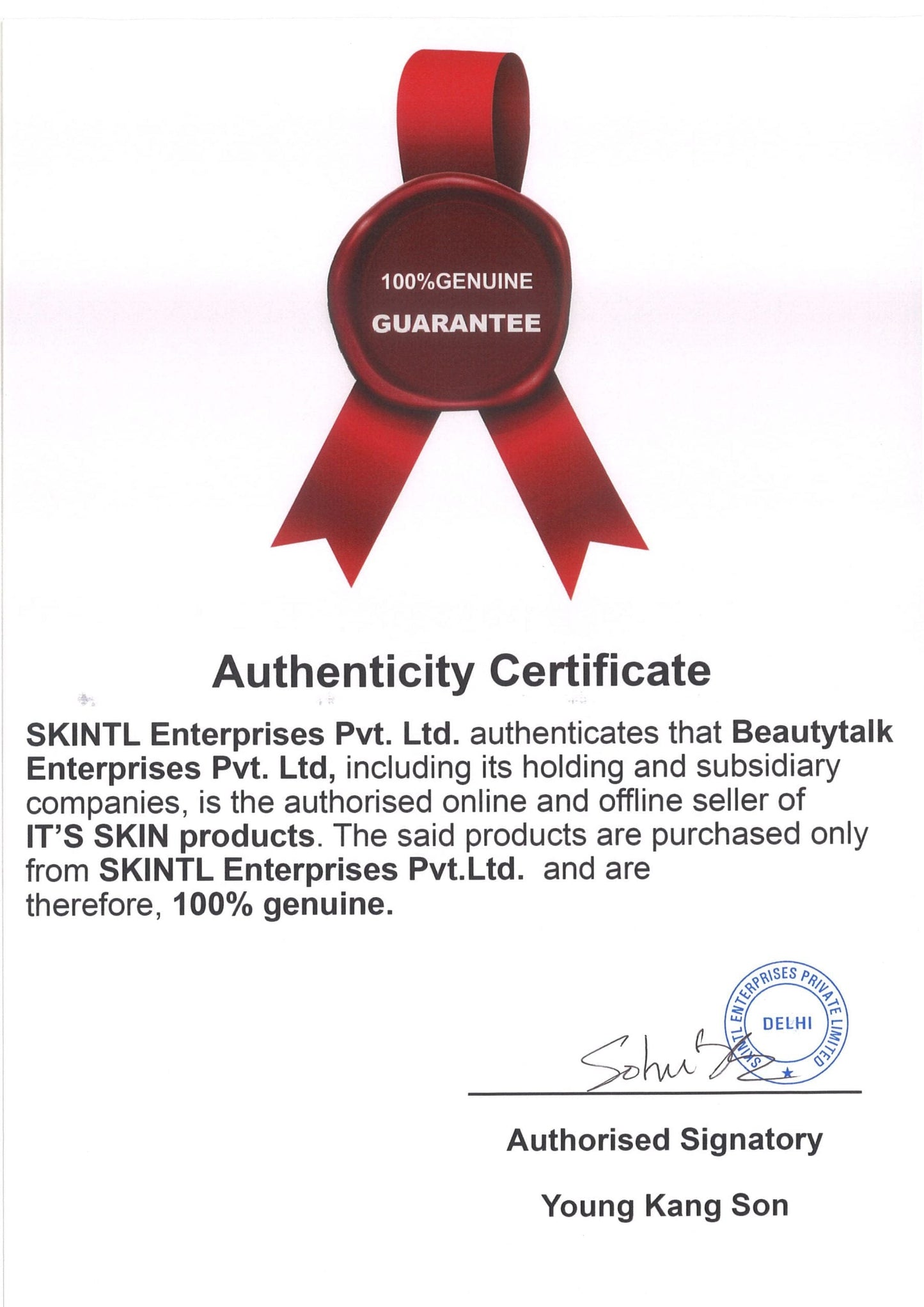 Authenticity Certificate