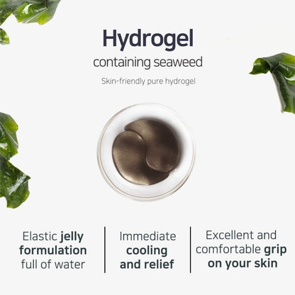 PETITfÉE BLACK PEARL & GOLD HYDROGEL EYE PATCH to Reduce Dark Circles, Fine Lines and Wrinkle. Pack of 60 Pieces (30 pairs)