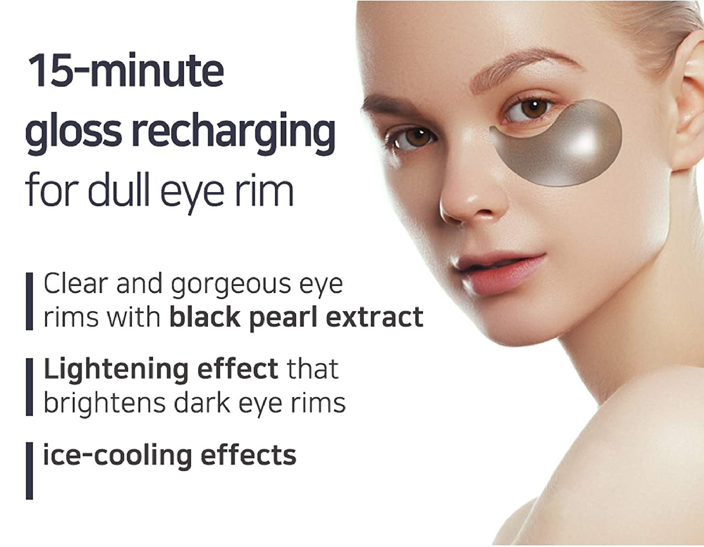 PETITfÉE BLACK PEARL & GOLD HYDROGEL EYE PATCH to Reduce Dark Circles, Fine Lines and Wrinkle. Pack of 60 Pieces (30 pairs)