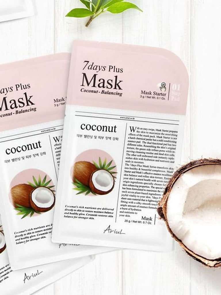 Ariul Seven Days Plus Mask - Coconut-Hydrated and Smooth Skin-Unisex (20Ml Each)