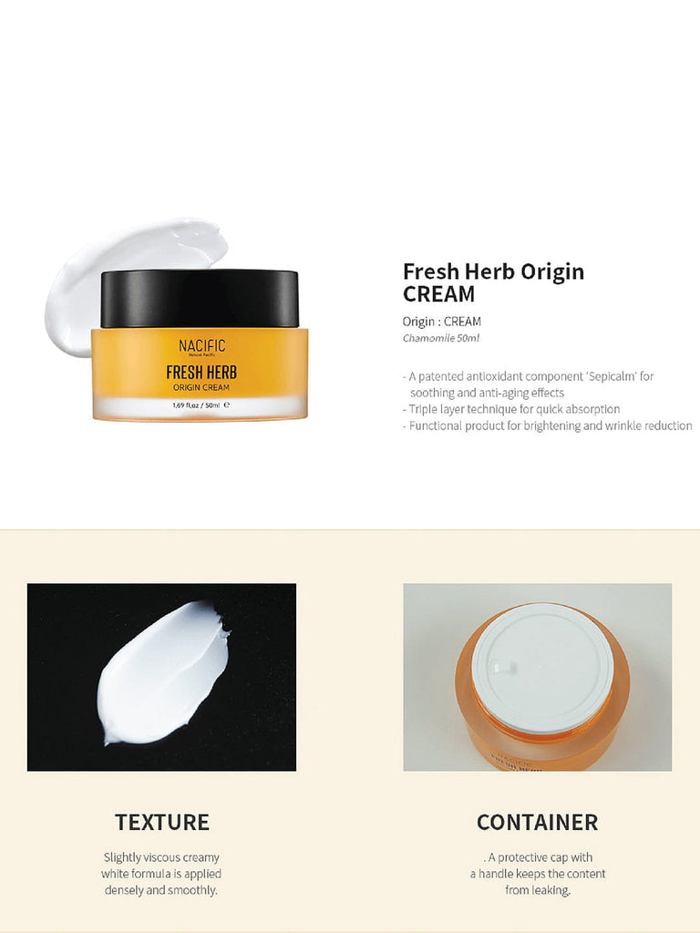 Nacific- Fresh Herb Origin Cream - 50 Ml
