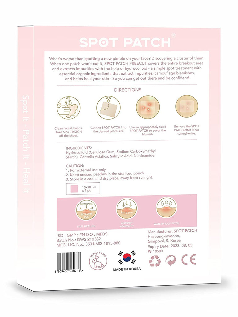 Spot Patch Free-cut Acne Pimple Patch 1 Sheet 10x10cm for All skin types